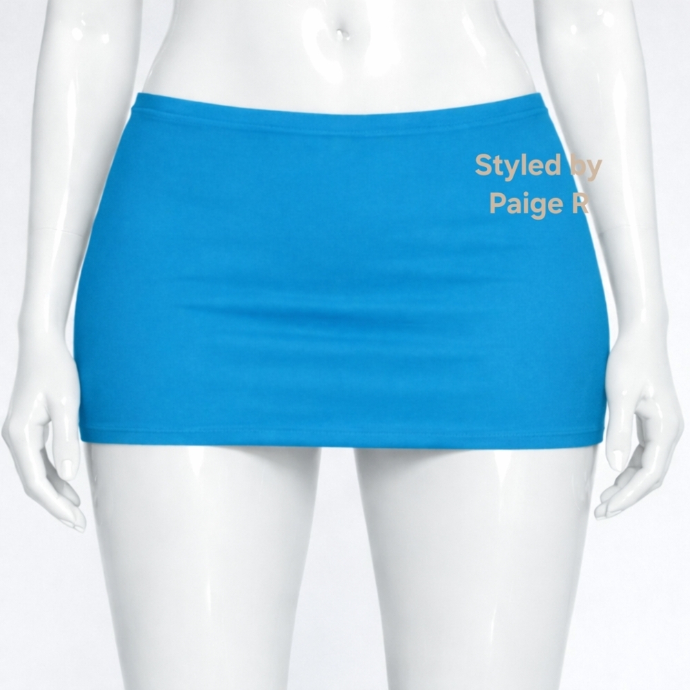 ⛱️NWT SKIMS Swim Micro Mini short Tube skirt Coverup Blue TURQUOISE 4X